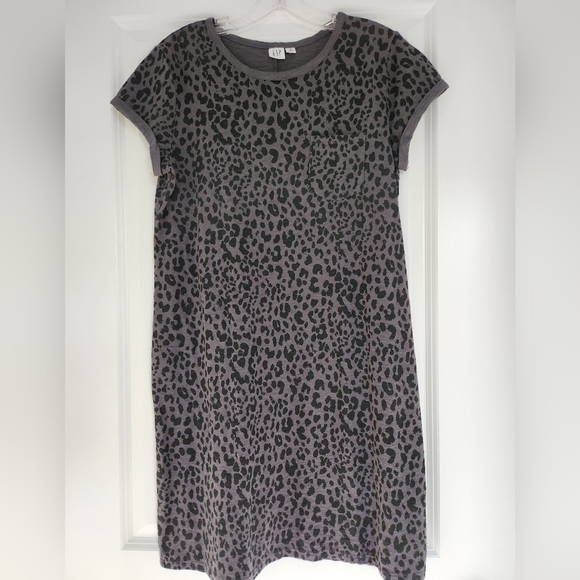 Gap leopard print pocket t-shirt dress size Medium - Picture 2 of 6
